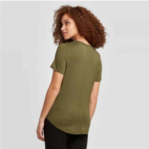 A New Day | Olive Green Scoop Neck Slim Fit Short-Sleeve T-Shirt | Size Small - Picture 2 of 11
